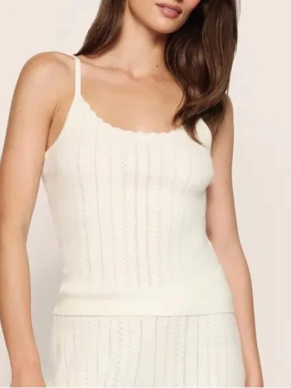 Eberjey Pointelle Sweater Cami Tank Ivory Size Small